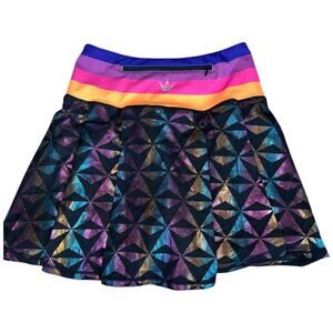NWOT Crowned Athletics Prismatic Geodesic Icon Night Print Athletic Skort Sz. XS
